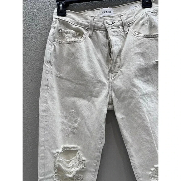 Frame Jeans Womens Size 25 Le Original Straight Fit Distressed Off white New - Picture 4 of 8